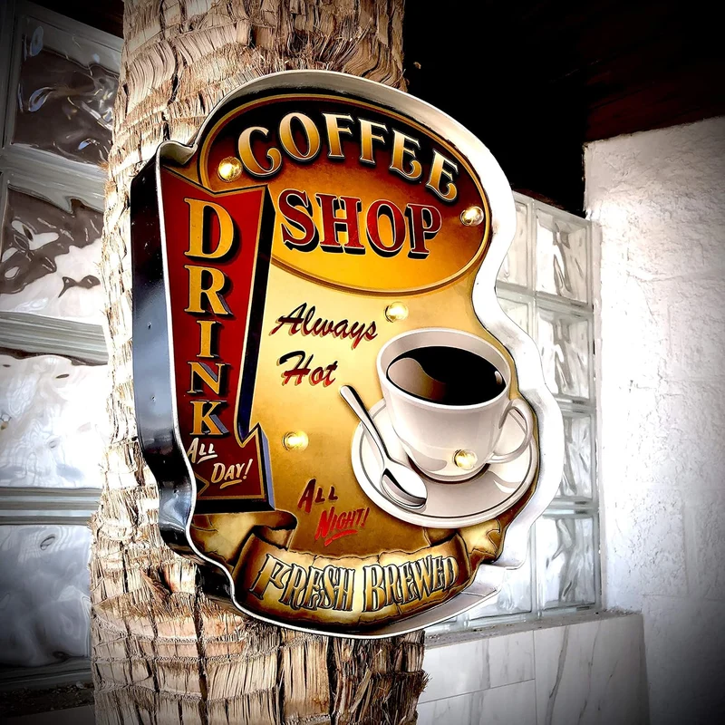 DiiliHiiri Leuchtschild Retro-Schild Wandschild im Vintage-Stil LED Schild für Cafe Pub Dekoschild Z