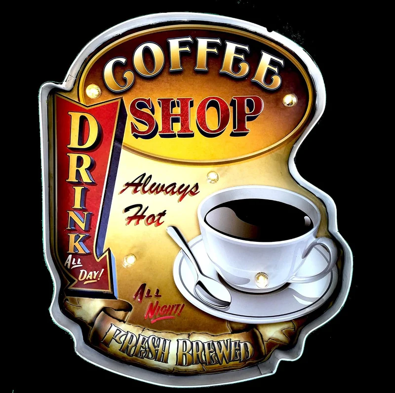 DiiliHiiri Leuchtschild Retro-Schild Wandschild im Vintage-Stil LED Schild für Cafe Pub Dekoschild Z