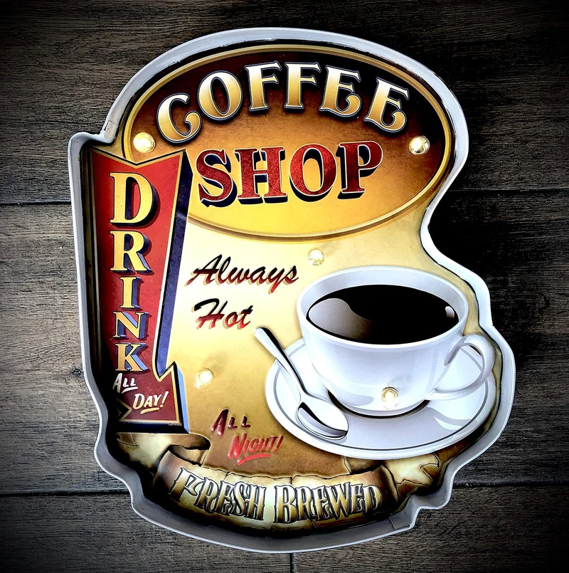 DiiliHiiri Leuchtschild Retro-Schild Wandschild im Vintage-Stil LED Schild für Cafe Pub Dekoschild Z