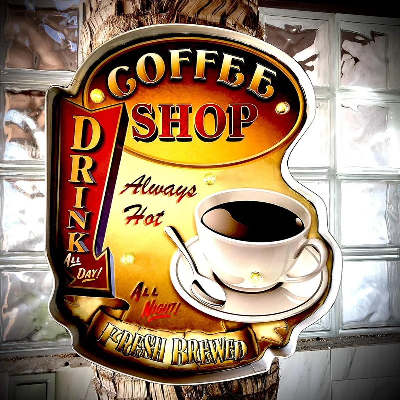 DiiliHiiri Leuchtschild Retro-Schild Wandschild im Vintage-Stil LED Schild für Cafe Pub Dekoschild Z