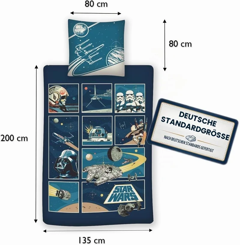 AYMAX Star Wars Wende Bettwäsche Set 2 TLG. 135 x 200 cm 80 x 80cm, Mehrfarbig
