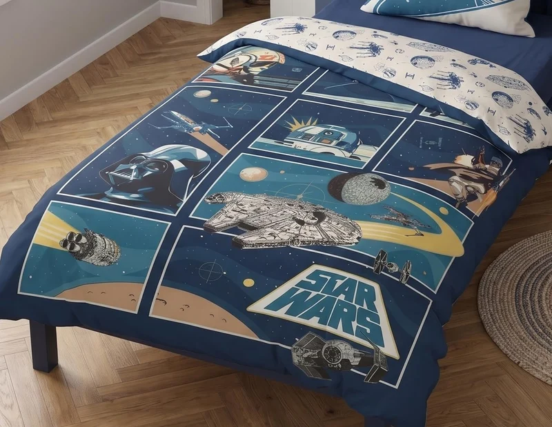 AYMAX Star Wars Wende Bettwäsche Set 2 TLG. 135 x 200 cm 80 x 80cm, Mehrfarbig