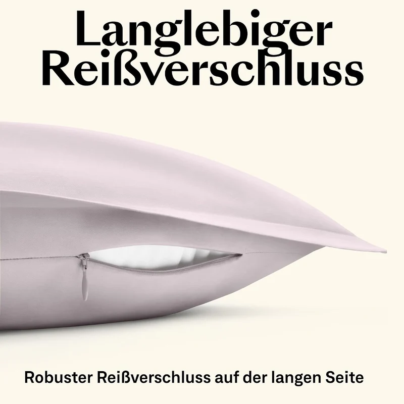 Amqua Mako Satin Kissenbezug 2er Set Kissenbezüge 70x90 cm, 100% ägyptische Baumwolle (Zertifiziert)