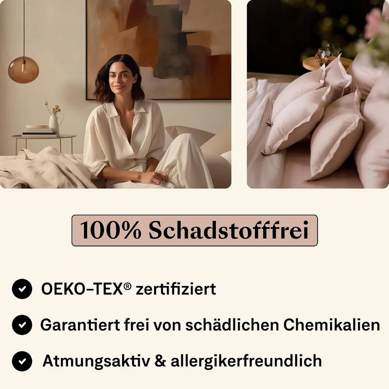 Amqua Mako Satin Kissenbezug 2er Set Kissenbezüge 70x90 cm, 100% ägyptische Baumwolle (Zertifiziert)