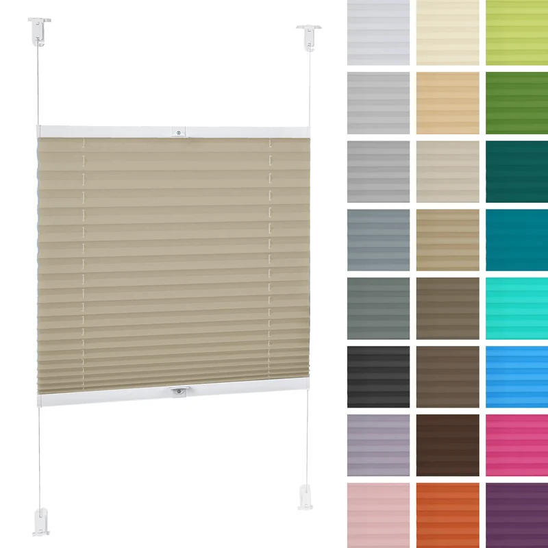 DECOOR Plissee ohne Bohren 75cm x 100cm Faltrollo Rollo für Fenster und Tür Nicht-invasive Fensterja