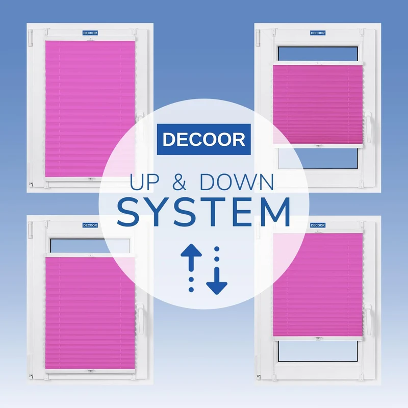 DECOOR Plissee ohne Bohren 75cm x 100cm Faltrollo Rollo für Fenster und Tür Nicht-invasive Fensterja