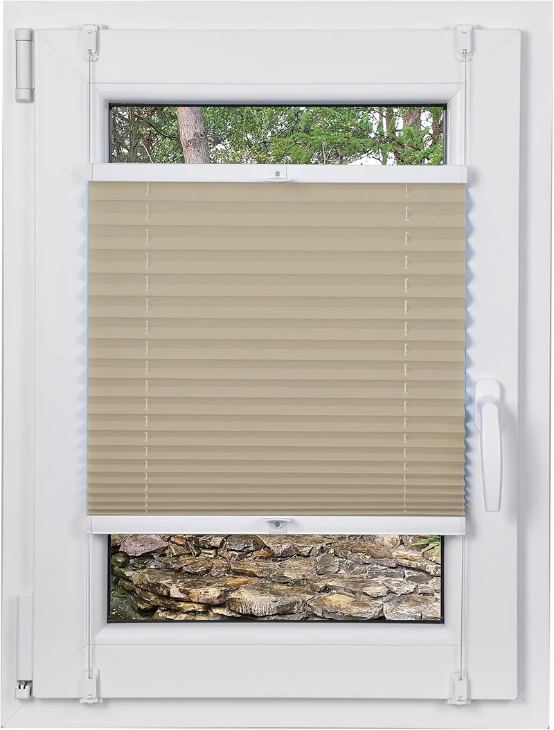 DECOOR Plissee ohne Bohren 75cm x 100cm Faltrollo Rollo für Fenster und Tür Nicht-invasive Fensterja
