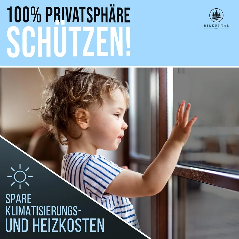 Birkental Sonnenschutzfolie Fenster innen oder aussen - Sonnenschutzfolie - UV Schutz Spiegelfolie -