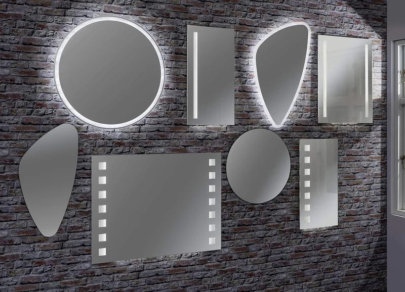 FACKELMANN LED Spiegel linear Mirrors/Wandspiegel mit LED-Beleuchtung und Ambientelicht/Masse (B x H
