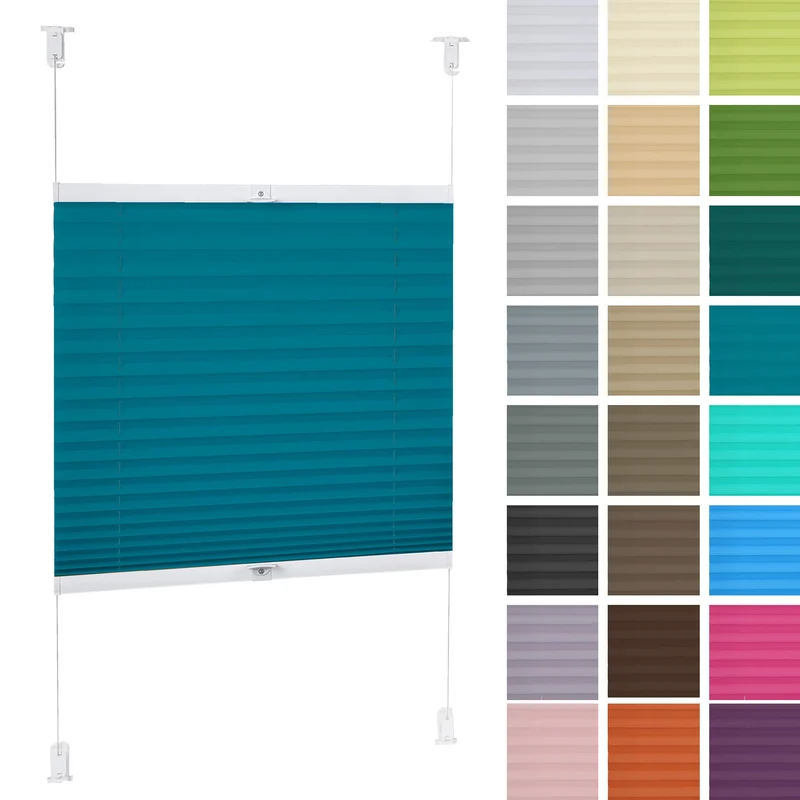 DECOOR Plissee ohne Bohren 55cm x 120cm Faltrollo Rollo für Fenster und Tür Nicht-invasive Fensterja