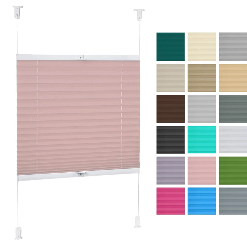 DECOOR Plissee ohne Bohren Thermorollo 80cm x 100cm Faltrollo Rollo für Fenster und Tür Nicht-invasi