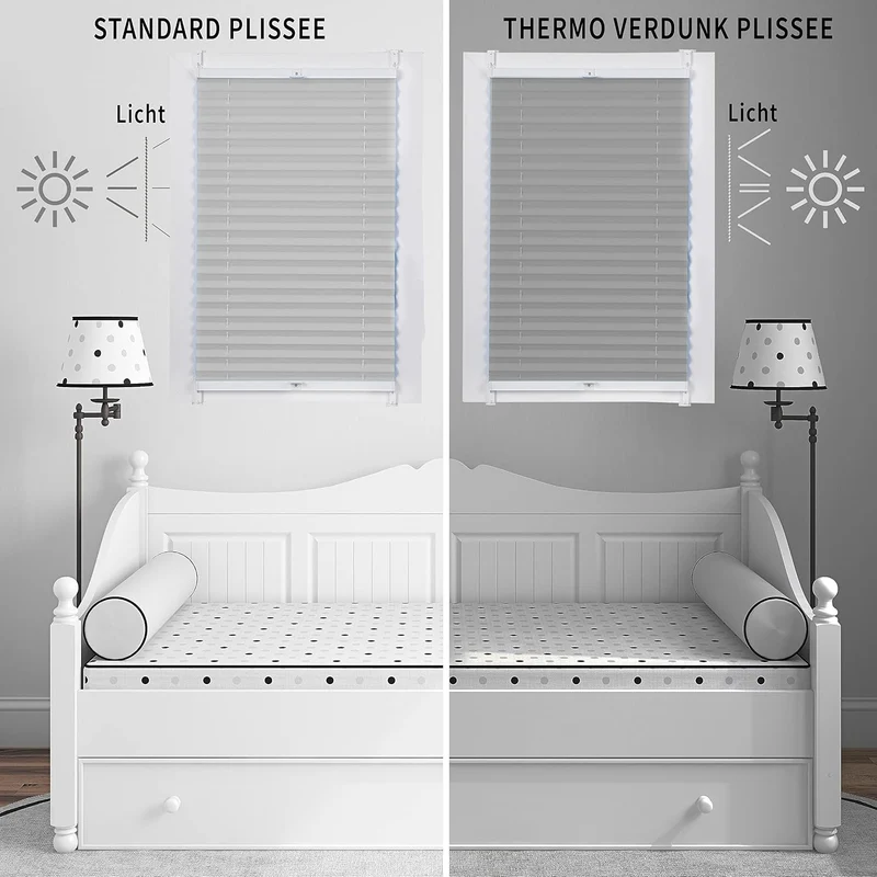DECOOR Plissee ohne Bohren Thermorollo 80cm x 100cm Faltrollo Rollo für Fenster und Tür Nicht-invasi