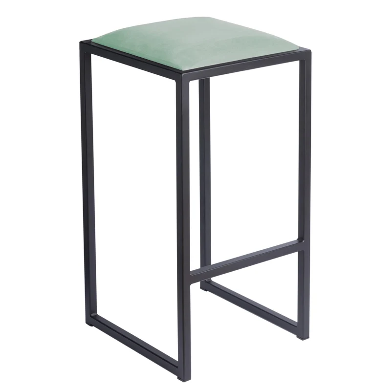 FERRO modern design Barhocker Schwarz ohne Lehne 64 cm - Metal Barstuhl mit Gepolstertem Sitz - Loft