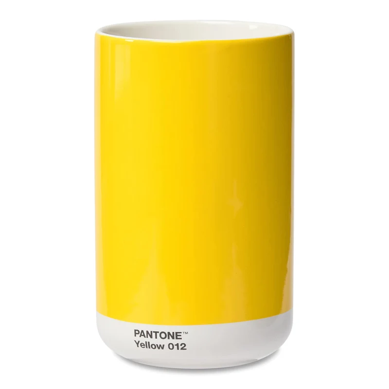 Pantone Porzellan Vase mit Geschenkbox, Jar, dekorative hochwertige Blumenvase, 1 Liter, Yellow 012