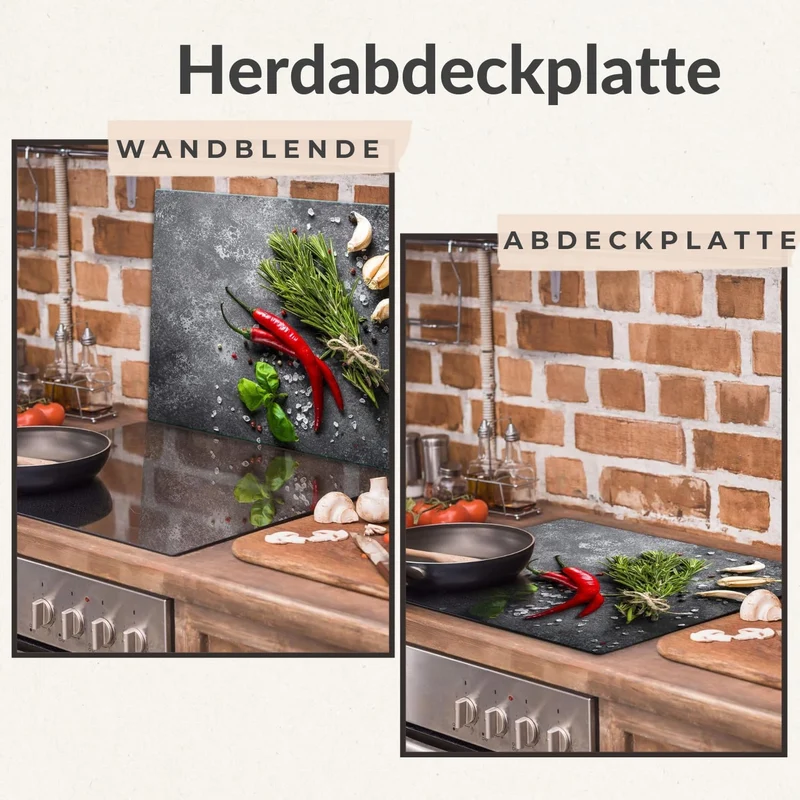 TMK | Herdabdeckplatte 60x52 Einteilig Glas Elektroherd Induktion Herdschutz Spritzschutz Glasplatte