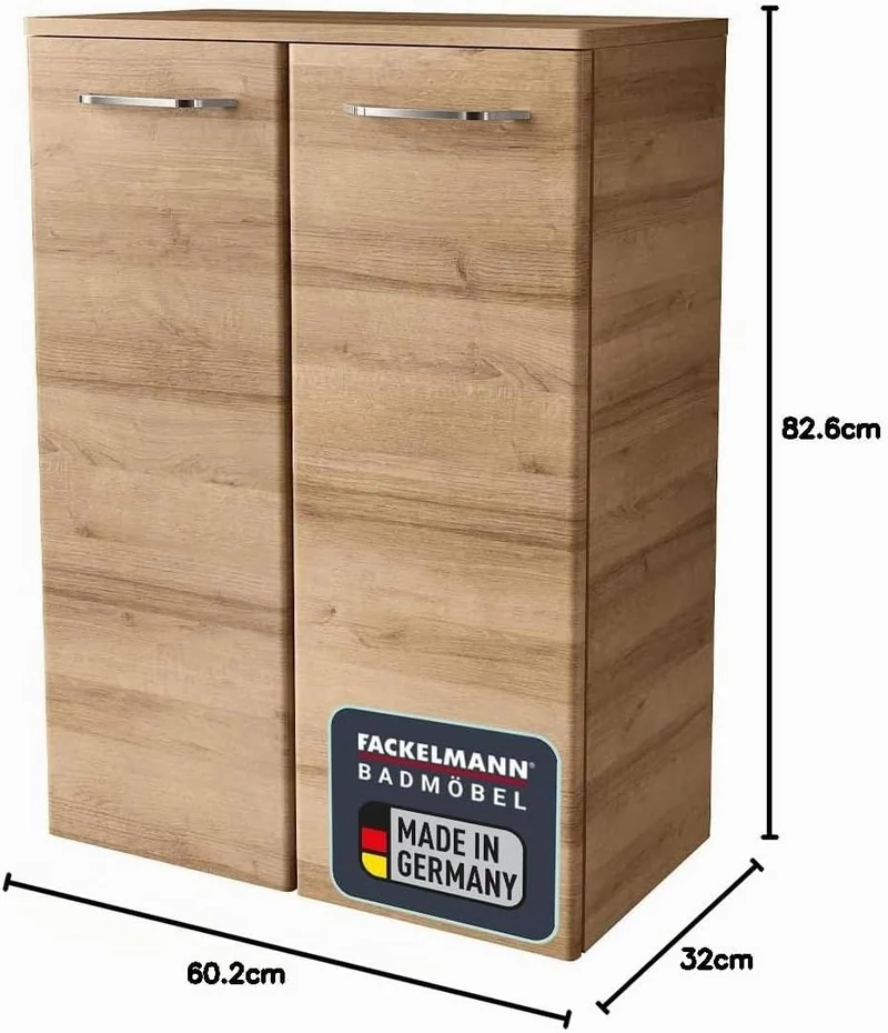 FACKELMANN Milano Doppelmidischrank mit Türen – Schrank fürs Badezimmer (60,2 cm x 82,6 cm x 32 cm)