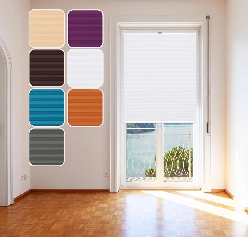 Domdeco Plissee 95x150cm Violett mit weiss lackierten Alu-Profilen, KlemmFix-Halterung zur Montage o