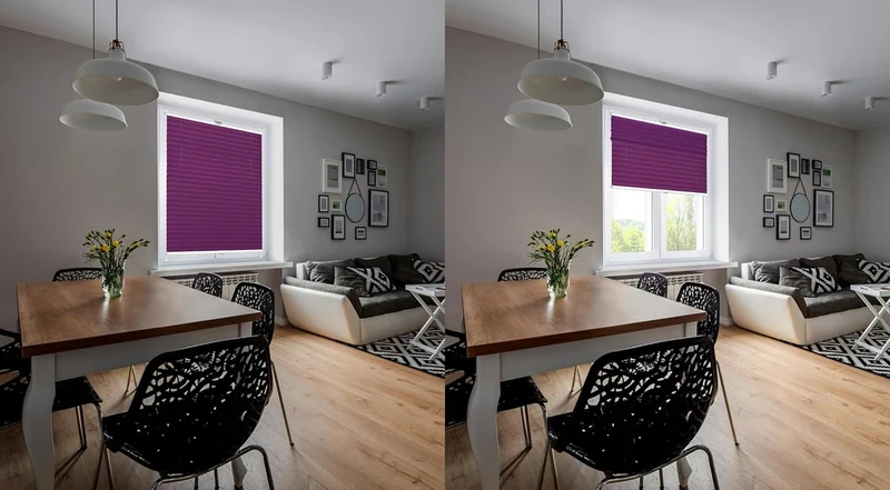 Domdeco Plissee 95x150cm Violett mit weiss lackierten Alu-Profilen, KlemmFix-Halterung zur Montage o
