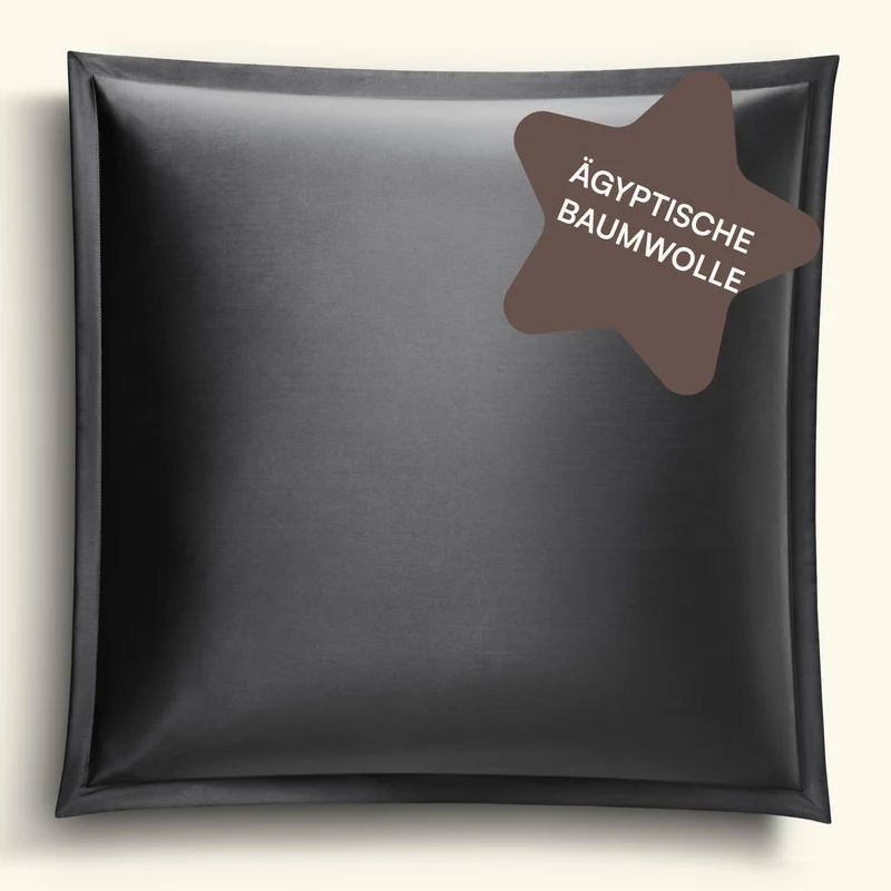 Amqua Mako Satin Kissenbezug (1x) aus ägyptischer Baumwolle 40x40 cm, anthrazit (1x) 40x40cm Schwarz