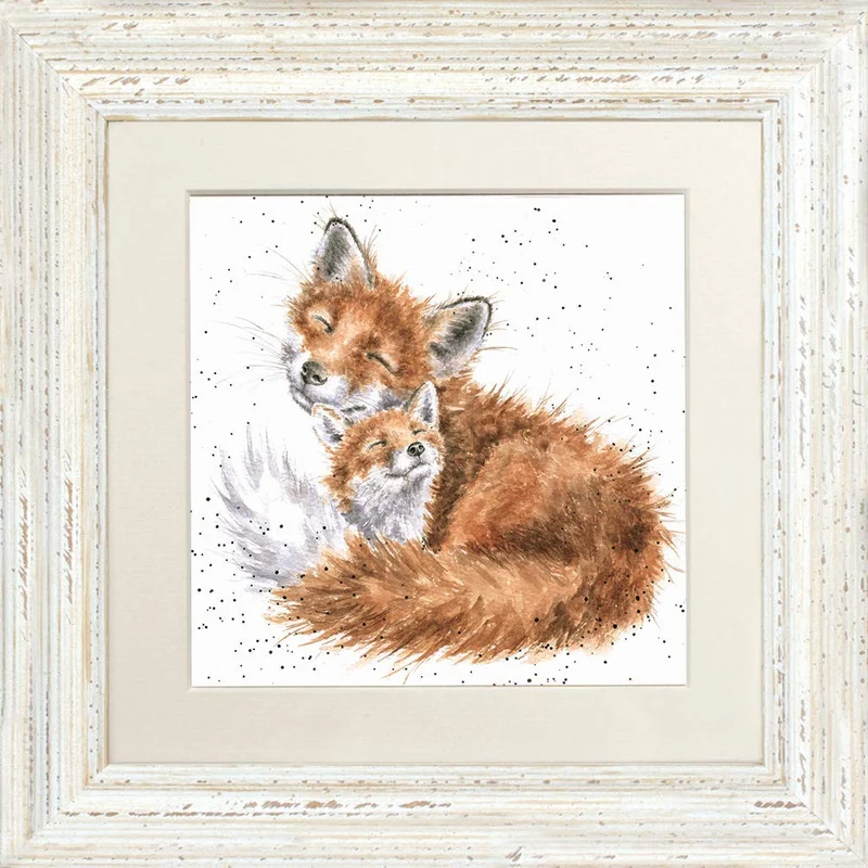 Wrendale Designs Gerahmtes Bild, Motiv True Love Mutter und Baby Fuchs, Verschiedene Rahmenfarben -
