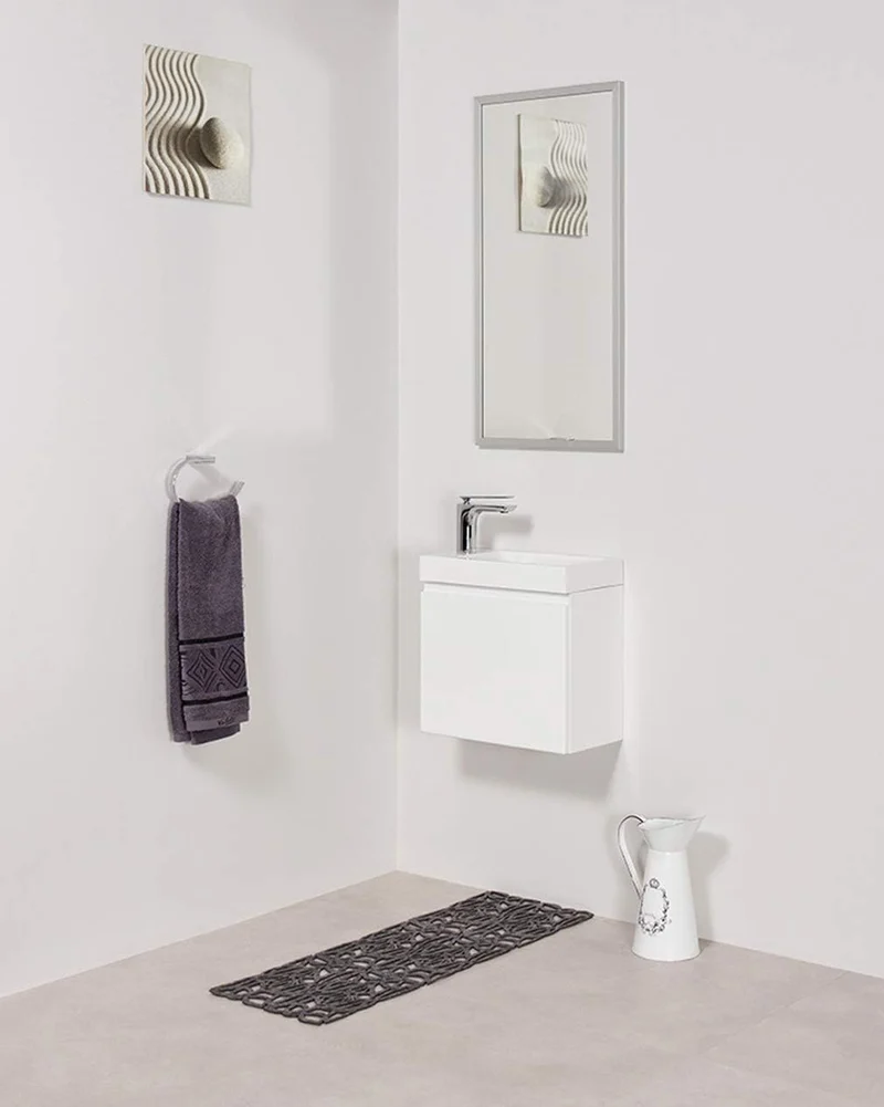 Quentis Badmöbel Gäste-WC Set Faros 40 cm, Waschbecken mit Unterschrank (weiss glänzend), Weiss Glän