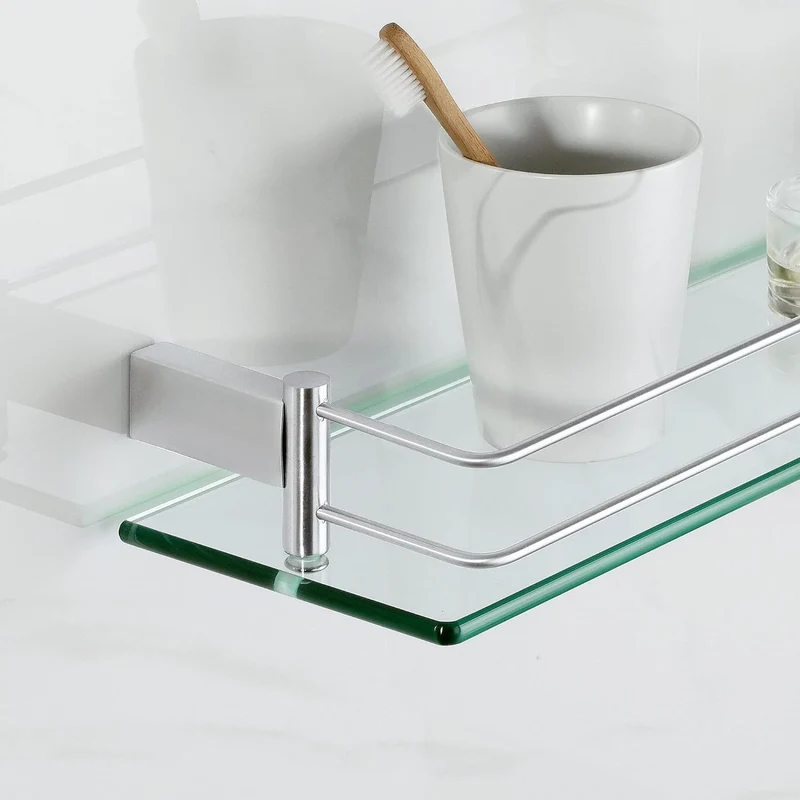 SAYAYO Duschablage Glasregal Edelstahl Duschregal Gebürstet Badezimmer Regal Duschkorb Shampoo Halte