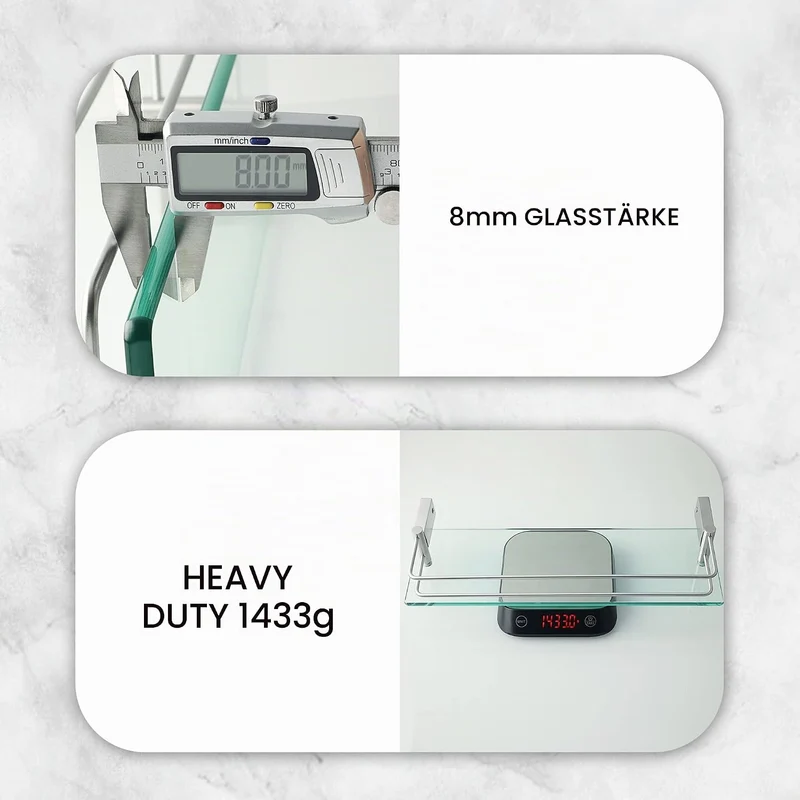 SAYAYO Duschablage Glasregal Edelstahl Duschregal Gebürstet Badezimmer Regal Duschkorb Shampoo Halte