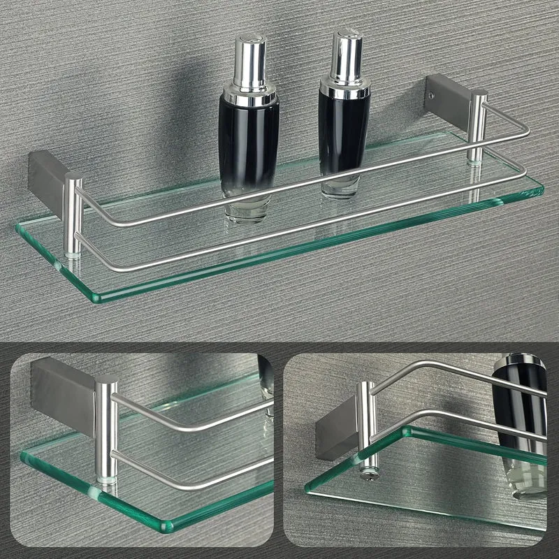 SAYAYO Duschablage Glasregal Edelstahl Duschregal Gebürstet Badezimmer Regal Duschkorb Shampoo Halte