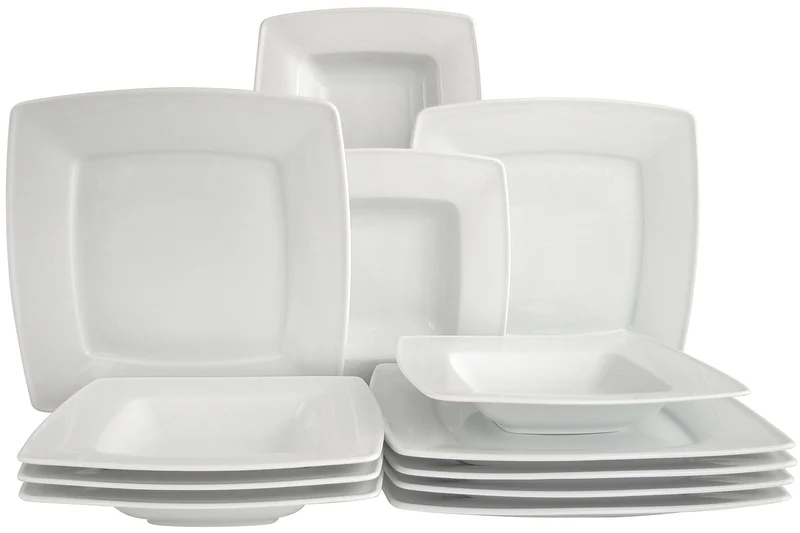 CreaTable 12208, Serie Victoria weiss, Geschirrset Tafelservice 12 teilig, Tafelservice 12 teilig