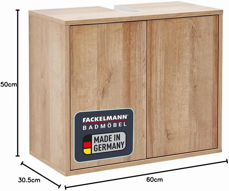 FACKELMANN Finn Waschbeckenunterschrank (60 x 50 x 30,5 cm) – Unterschrank für Waschbecken mit Aussp