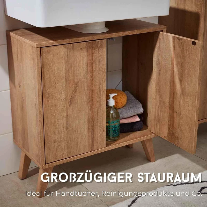 FACKELMANN Finn Waschbeckenunterschrank (60 x 50 x 30,5 cm) – Unterschrank für Waschbecken mit Aussp