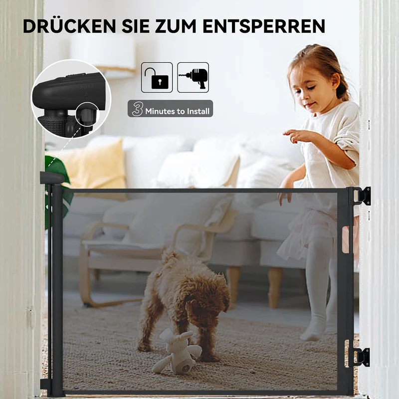 Hawthyhome Türschutzgitter Ausziehbar 0-140CM, Baby Treppenschutzgitter für Babys und Haustiere Kind