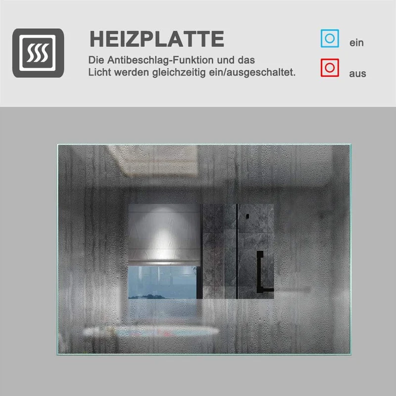 Aica Sanitär LED Bad Spiegel 50×70cm Badspiegel mit Beleuchtung Lichtspiegel Badezimmerspiegel Dekor
