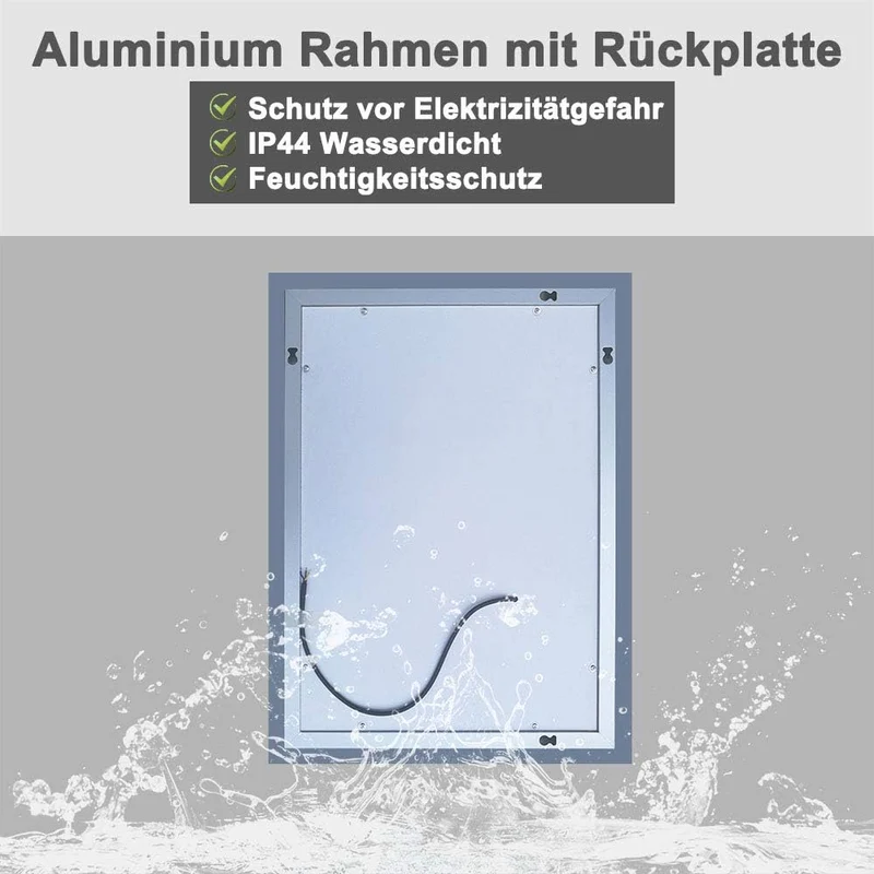 Aica Sanitär LED Bad Spiegel 50×70cm Badspiegel mit Beleuchtung Lichtspiegel Badezimmerspiegel Dekor