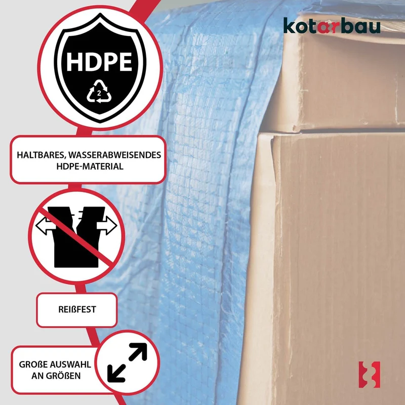 KOTARBAU® Gewebeplane 10x12 m Blau 75g/m2 Abdeckplane Verstärkten Ösen Schutzplane Bauplane Wasserdi
