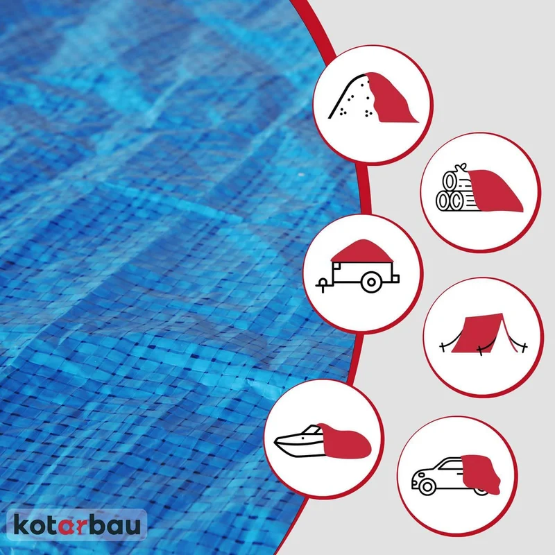KOTARBAU® Gewebeplane 10x12 m Blau 75g/m2 Abdeckplane Verstärkten Ösen Schutzplane Bauplane Wasserdi