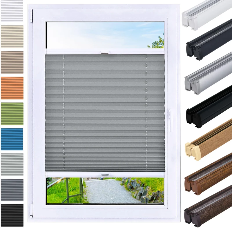 DECOOR Plissee Faltrollo nach mass Breite 120-160 cm Höhe 120-219 cm 24 Farben Rollo für Fenster und