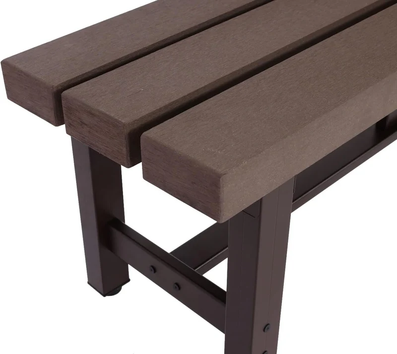 Mendler Alu Gartenbank HWC-K60, Bank Parkbank Sitzbank Balkonbank, wetterfest WPC 120cm, braun