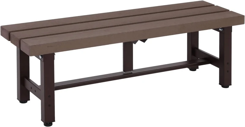 Mendler Alu Gartenbank HWC-K60, Bank Parkbank Sitzbank Balkonbank, wetterfest WPC 120cm, braun