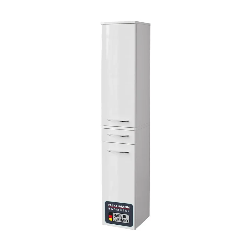 FACKELMANN Milano Hochschrank mit 2 Türen und 1 Schublade – Schrank fürs Badezimmer (30,5 cm x 165,5