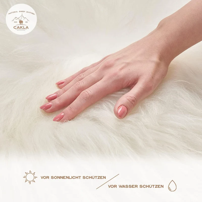 Cakla Lammfell Echt 100-110 cm - Schaffell Echt Gross - Fellteppich Weiss - Weich und Flauschig - Fe