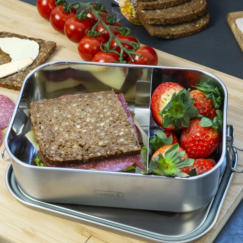 Lurch 240882 Lunchbox Snap aus Edelstahl 100% auslaufsicher 1400ml, 18/8, 1400ml