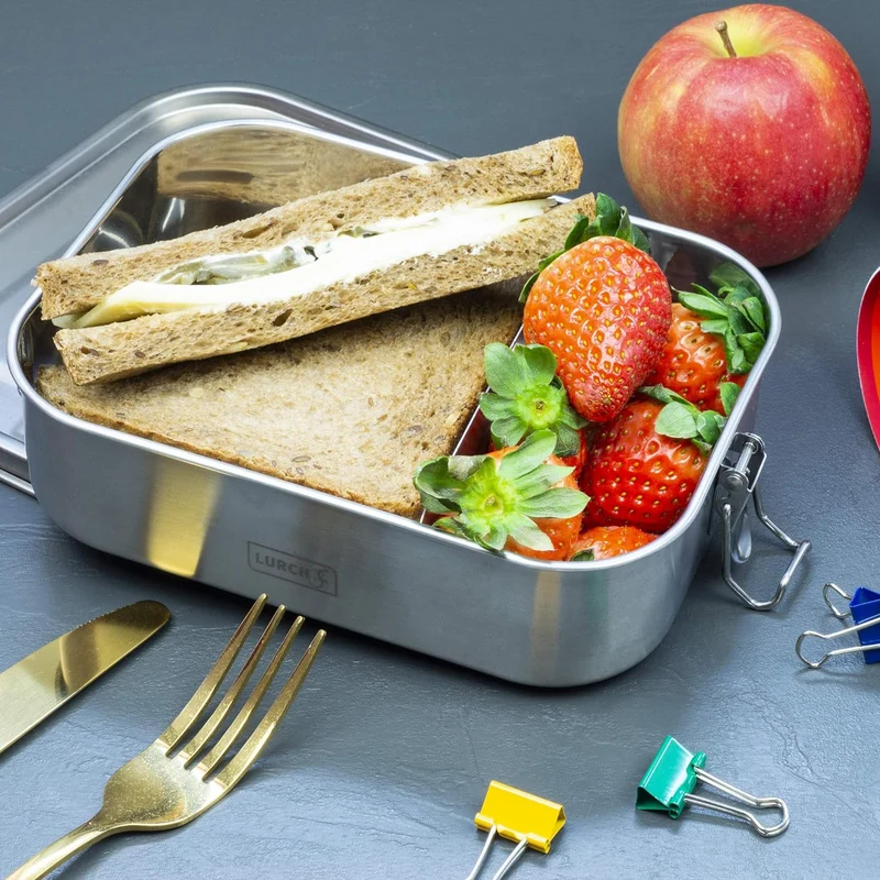 Lurch 240882 Lunchbox Snap aus Edelstahl 100% auslaufsicher 1400ml, 18/8, 1400ml