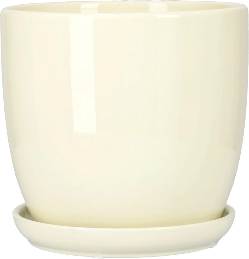 KOTARBAU® 2er Set Keramik Blumentopf Übertopf für Blumen Pflanzen ⌀ 17 cm mit Tropfschale Beige ⌀ 17