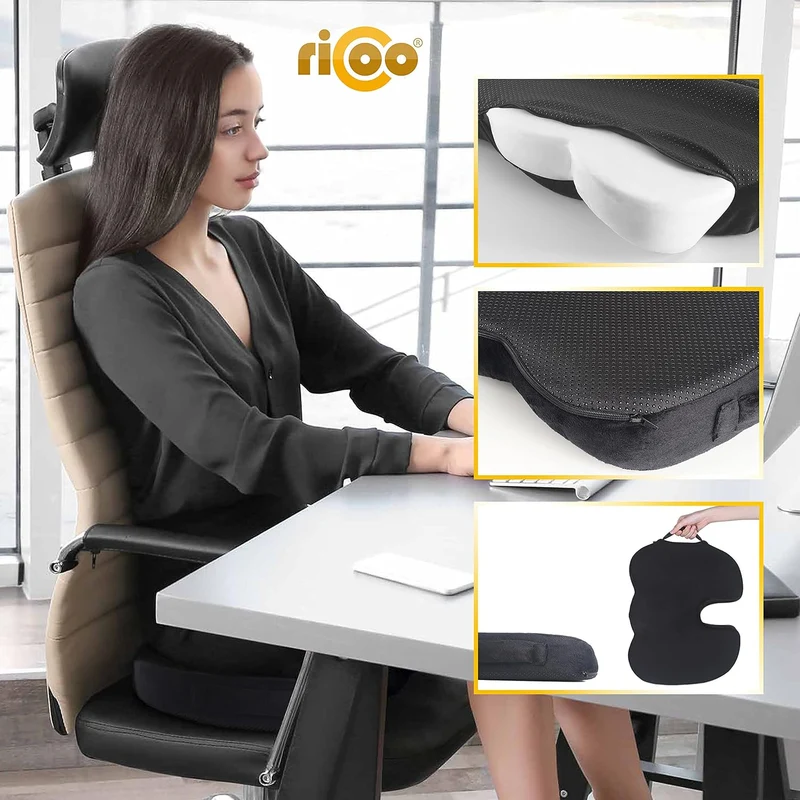 RICOO Ergonomisches Sitzkissen Orthopädisch Steissbeinkissen SK-U0120 Sitzerhöhung Stuhlkissen gegen