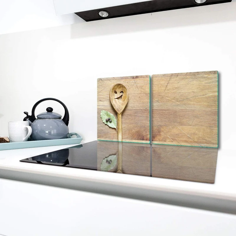 TMK | Herdabdeckplatten Set 2x40x52 cm Ceranfeld Abdeckung Glas Spritzschutz Abdeckplatte Glasplatte