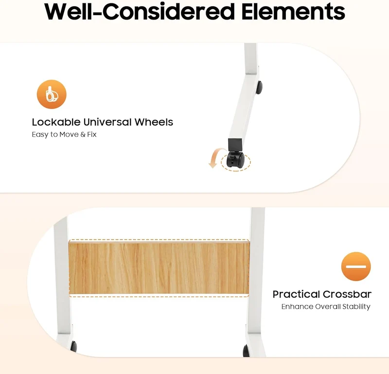 SHZICMY Beistelltisch, C-Form Sofatisch mit Rollen 70-90cm Höhenverstellbar mobiler Kaffeetisch Lapt