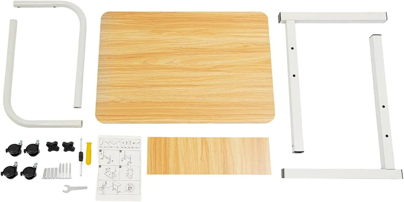 SHZICMY Beistelltisch, C-Form Sofatisch mit Rollen 70-90cm Höhenverstellbar mobiler Kaffeetisch Lapt