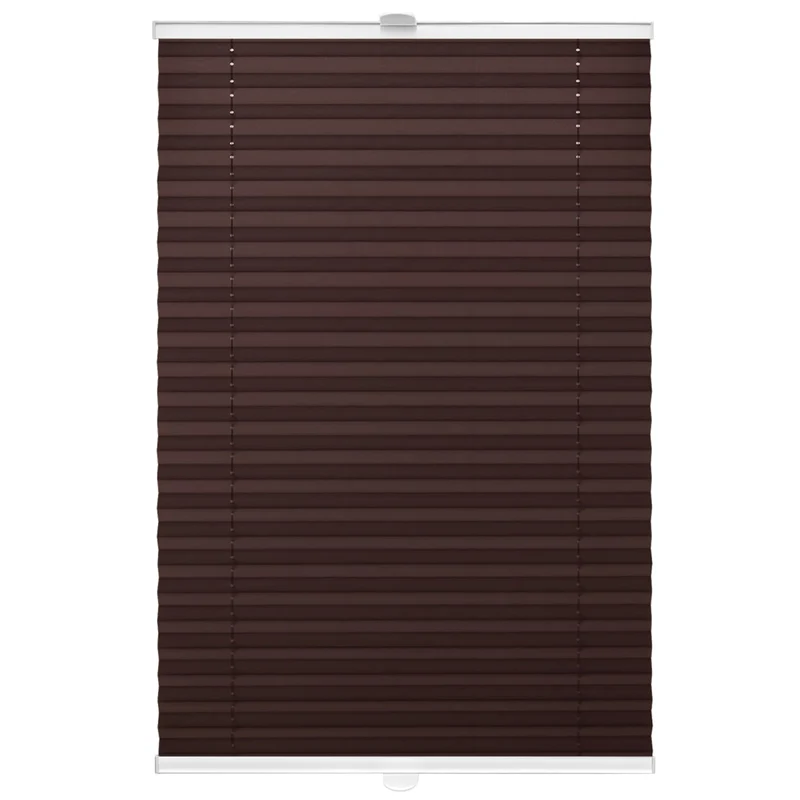 Domdeco Plissee 55x120cm Braun mit weiss lackierten Alu-Profilen, KlemmFix-Halterung zur Montage ohn