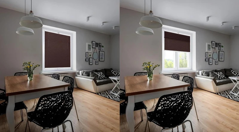 Domdeco Plissee 55x120cm Braun mit weiss lackierten Alu-Profilen, KlemmFix-Halterung zur Montage ohn